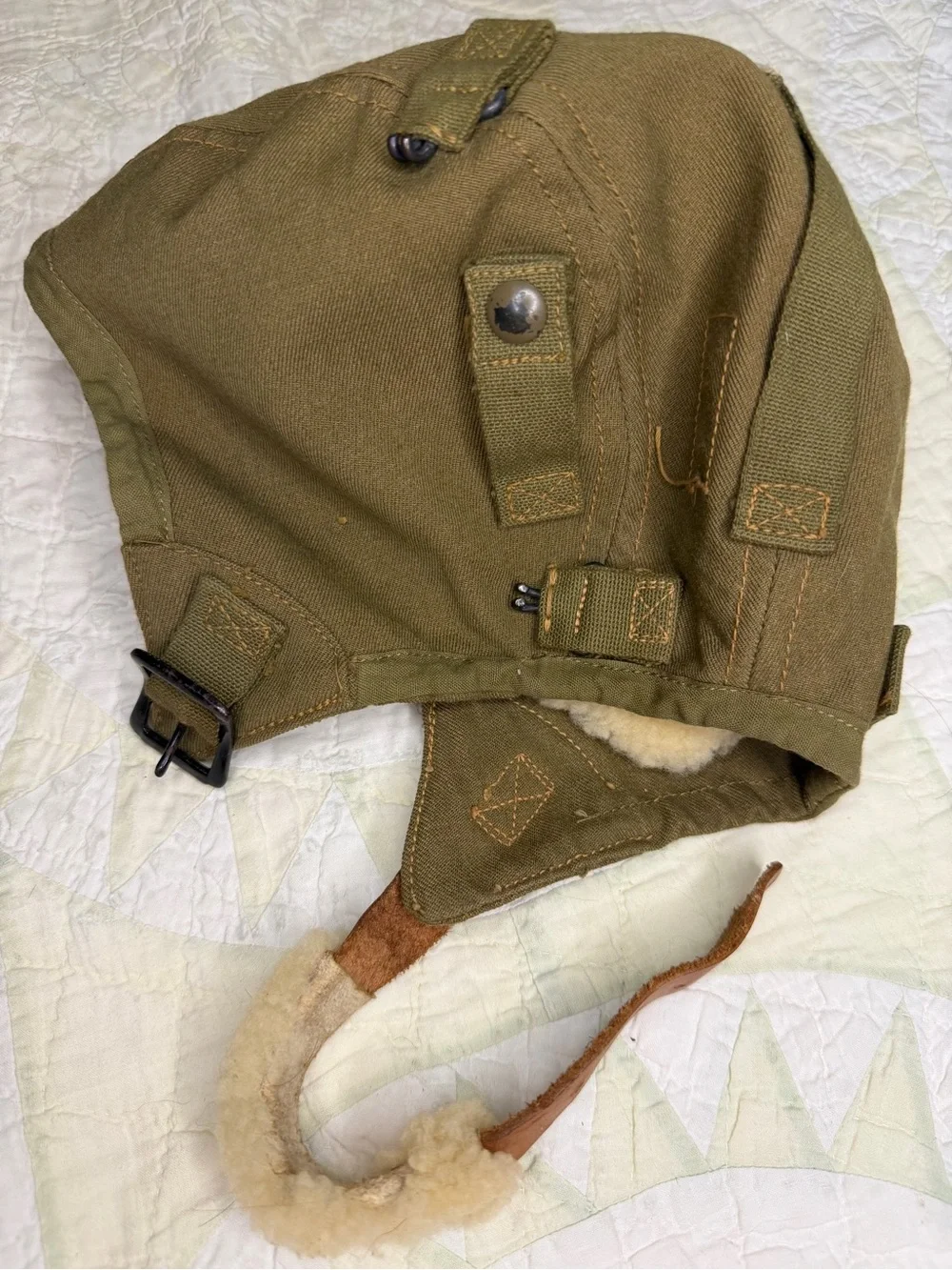 VTG WW2 US Army Air Force Type A-9 Cloth Flight Helmet Size Large - Picture 11 of 12